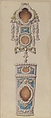 Designs for a Chatelaine and an Etui, Attributed to Pierre Moreau (French, 1722–1798 Paris), Pen and gray ink with brush and rose, blue and green wash