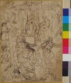 Figure Studies for a Judgment Scene, Michel Corneille the Younger (French, Paris 1642–1708 Paris), Pen and brown ink