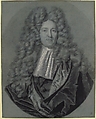 Bust of a Gentleman in an Oval Field, Hyacinthe Rigaud (French, Perpignan 1659–1743 Paris) and studio, Black and white chalk, stumped, brush and gray wash, heightened with white gouache, on gray-green paper; squared in black chalk