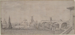 View of Rome from the Palatine, Pierre Charles Jombert (French, Paris 1748–1825), Black chalk, some accents in pen and black ink.