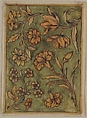 Design for a Box Lid, Anonymous, French, 18th century, Pen and black ink, brush and light orange and green wash, over touches of black chalk and graphite; border line in pen and black ink with narrow line of orange wash