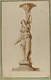 Design for a Torchère, Jean Jacques François Le Barbier (French, Rouen 1738–1826 Paris), Pen and brown ink, brush and brown wash; framing lines in pen and brown ink with brush and green wash