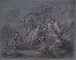 The Triumph of a Sea Goddess, Bon Boullogne (French, Paris 1649–1717 Paris), Black chalk, heightened with white