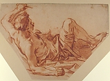 Fallen Huntsman, François Boucher (French, Paris 1703–1770 Paris), Red chalk, heightened with white