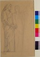 Saints Adrian and Natalia, Hippolyte Flandrin (French, Lyons 1809–1864 Rome), Graphite on beige paper