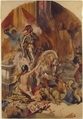 Massacre de Nesle (1472), Edouard-Alexandre Odier (French, Hamburg 1800–1887 Paris), Watercolor and gouache over graphite, and a little red chalk