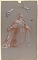 Sainte Clotilde (middle register; study for wall paintings in the Chapel of Saint Remi, Sainte-Clotilde, Paris, 1858), Isidore Pils (French, Paris 1813/15–1875 Douarnenez), Red and black chalk, white gouache, on gray paper