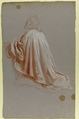Drapery Study for a Bishop (lower register; study for wall paintings in the Chapel of Saint Remi, Sainte-Clotilde, Paris, 1858), Isidore Pils (French, Paris 1813/15–1875 Douarnenez), Red and white chalk, traces of black chalk, on gray paper.  Scattered stains.