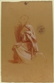Cleric (lower register; study for wall paintings in the Chapel of Saint Remi, Sainte-Clotilde, Paris, 1858), Isidore Pils (French, Paris 1813/15–1875 Douarnenez), Red and white chalk, traces of black chalk, on beige paper.  Scattered stains.