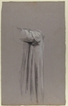 Drapery Study for a Monk (lower register; study for wall paintings in the Chapel of Saint Remi, Sainte-Clotilde, Paris, 1858), Isidore Pils (French, Paris 1813/15–1875 Douarnenez), Black and white chalk, traces of red chalk, on gray paper
