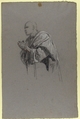 Drapery Study for a Cleric (lower register; study for wall paintings in the Chapel of Saint Remi, Sainte-Clotilde, Paris, 1858), Isidore Pils (French, Paris 1813/15–1875 Douarnenez), Black and white chalk, traces of red chalk, on gray paper