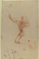 Kneeling Woman (lower register); verso:  Kneeling Woman (lower register); (studies for wall paintings in the Chapel of Saint Remi, Sainte-Clotilde, Paris, 1858), Isidore Pils (French, Paris 1813/15–1875 Douarnenez), Red chalk (recto and verso)