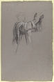 Cleric with Raised Arms (lower register?; study for wall paintings in the Chapel of Saint Remi, Sainte-Clotilde, Paris, 1858), Isidore Pils (French, Paris 1813/15–1875 Douarnenez), Black chalk, heightened with white chalk, on gray paper