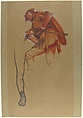Warrior with an Axe and Study of a Leg, Fernand Cormon (French, Paris 1854–1924 Paris), Graphite, red and white oil paint, pen and brown ink