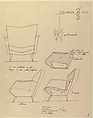 Poltron in Tre Pezzi (Arm-chair in Three Pieces), Gio Ponti (Italian, Milan 1891–1979 Milan), Graphite and black ink  on "onion-skin" wove