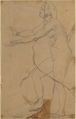 The Figure of Sarah, Bride of Tobias, Henri Lehmann (French, Kiel 1814–1882 Paris), Graphite on beige tracing paper