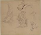 Figure Studies, Alphonse-Henri Périn (French, Paris 1798–1874 Paris), Graphite and black chalk