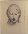 Head of an Angel, Alphonse-Henri Périn (French, Paris 1798–1874 Paris), Black chalk, stumped, heightened with white