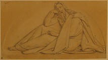 John the Apostle, for the church of St. Vaast in Arras, Alexandre Denis Abel de Pujol (French, Valenciennes 1785–1861 Paris), Graphite on tan paper