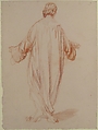 Back View of Standing Woman, Alexandre Laemlein (French, Hohenfeld 1813–1871 Pontlevoy), Red chalk