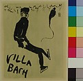 Two Skaters; cover for a concert program at Villa Bach, Pierre Bonnard (French, Fontenay-aux-Roses 1867–1947 Le Cannet), Watercolor and black ink over graphite on heavy wove paper