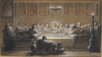 The Last Supper, Louis Lafitte (French, Paris 1770–1828 Paris), Black chalk, heightened with white, on light brown paper. Lined.
