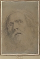 Head of a Bearded Man, Domenichino (Domenico Zampieri) (Italian, Bologna 1581–1641 Naples), Black chalk, highlighted with white chalk, on blue-gray paper partly faded light brown