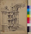 Design for the Proscenium Arch of an Opera house and the Section Adjacent to the Stage, Philippe de La Guêpière (French, ca. 1715–1773 Paris), Pen and black ink and gray wash