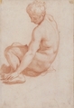 Seated Male Nude, Francesco Salviati (Francesco de&#39; Rossi) (Italian, Florence 1510–1563 Rome), Red chalk