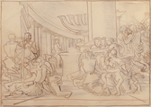 Congregation in a Temple, Fortunato Duranti (Italian, 1787–1863), Pen and brown ink with graphite on thin paper