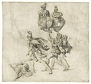 The Death of Camilla, Jacques Louis David (French, Paris 1748–1825 Brussels), Black chalk, brush and gray wash