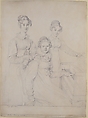The Kaunitz Sisters (Leopoldine, Caroline, and Ferdinandine), Jean Auguste Dominique Ingres (French, Montauban 1780–1867 Paris), Graphite on laid paper