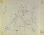 God The Father Creating (?) (recto); Study of neo-classical statue of a nude male (verso), Luigi Sabatelli (Italian, Florence 1772–1850 Milan), Pen and brown ink over graphite (recto); graphite (verso)