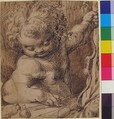 Cupid with Two Doves, Toussaint Dubreuil (French, Paris ca. 1561–1602 Paris), Pen and brown ink, over black chalk