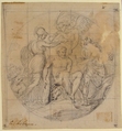 The Choice of Hercules, Anonymous, French, 17th century, Black chalk; squared in black chalk