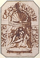 A Fountain in a Grotto, Giovanni Guerra (Italian, Modena 1544–1618 Rome), Pen and brown ink, brush and brown wash, over traces of black and red chalk