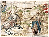 Otto, Count of Nassau and his Wife Adelheid van Vianen, Bernard van Orley (Netherlandish, Brussels ca. 1492–1541/42 Brussels), Pen and brown ink, watercolor over traces of black chalk; verso: tracing in black chalk of the figures on the recto