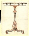 Design for a Silver and Gilt-Bronze Table with a Garland, Anonymous, French, 18th century, Pen and brown and black ink, black and red chalk, and graphite