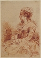 Portrait of a Lady, seated, Anonymous, French, 18th century, Red chalk
