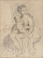 Study of a woman and child, Sir Joshua Reynolds (British, Plympton 1723–1792 London), Black chalk
