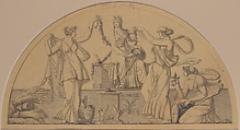 Cybele and Three Attendants, Antoine Léonard Du Pasquier (French, Paris, 1748–1831/32), Pen and black ink, brush and gray wash