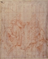 Study of Four Saints, Correggio (Antonio Allegri) (Italian, Correggio, active by 1514–died 1534 Correggio), Red chalk; squared for transfer