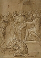 The Cumaean Sibyl before Tarquin the Proud, Niccolò dell&#39; Abate (Italian, Modena 1509–1571 Fontainebleau (?)), Pen and brown ink, brush and brown wash, highlighted with white gouache, on traces of leadpoint or black chalk