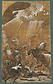 The Conversion of Saint Paul, Ludovico Carracci (Italian, Bologna 1555–1619 Bologna), Pen and brown ink, brush and brown wash, heightened with white gouache and cream color oil paint, over black chalk, on paper toned with light brown wash