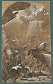 The Conversion of Saint Paul, Ludovico Carracci (Italian, Bologna 1555–1619 Bologna), Pen and brown ink, brush and brown wash, heightened with white gouache and cream color oil paint, over black chalk, on paper toned with light brown wash