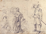 Sheet with Figure Studies (double sided), Pietro Novelli, called Il Monrealese (Italian, Monreale 1603–1647 Palermo), Pen and brown ink