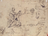 Sheet with Figure Studies (double sided), Pietro Novelli, called Il Monrealese (Italian, Monreale 1603–1647 Palermo), Pen and brown ink