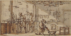 The Maker of Scales, Jean Michel Moreau le Jeune (French, Paris 1741–1814 Paris), Pen and black ink, brush and brown and gray wash, and graphite