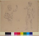 Seated and Standing Male Nudes, after photographs by Eugène Durieu, Eugène Delacroix (French, Charenton-Saint-Maurice 1798–1863 Paris), Graphite