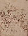 The Adoration of the Shepherds, Pietro da Cortona (Pietro Berrettini) (Italian, Cortona 1596–1669 Rome), Pen and dark brown ink; traces of framing outlines in pen and brown ink